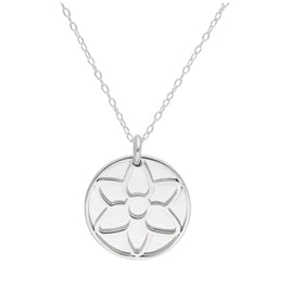 Sterling Silver Gladiolus Flower & 18mm Tag Necklace 16-22 Inches