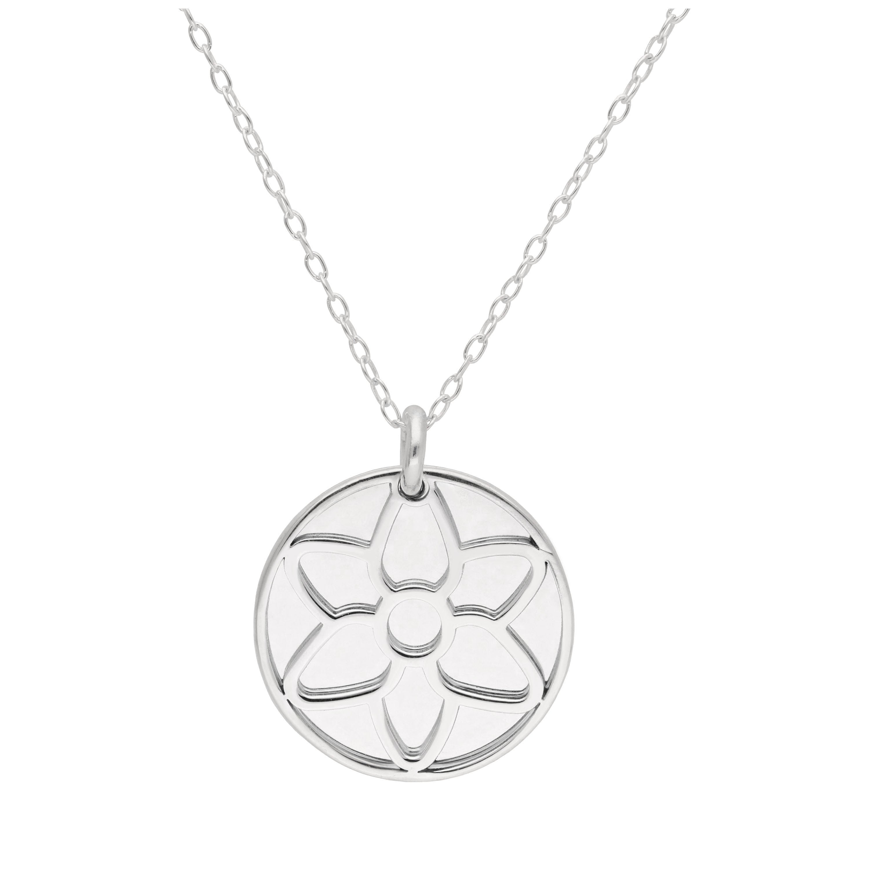Sterling Silver Gladiolus Flower & 18mm Tag Necklace 16-22 Inches