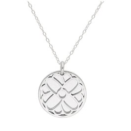 Sterling Silver Marigold Flower & 18mm Tag Necklace 14-22 Inches