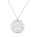Sterling Silver Poinsettia Flower & 18mm Tag Necklace 14-22 Inches