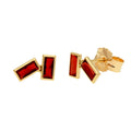 9ct Gold Birthstone CZ Double Baguette Stud Earrings