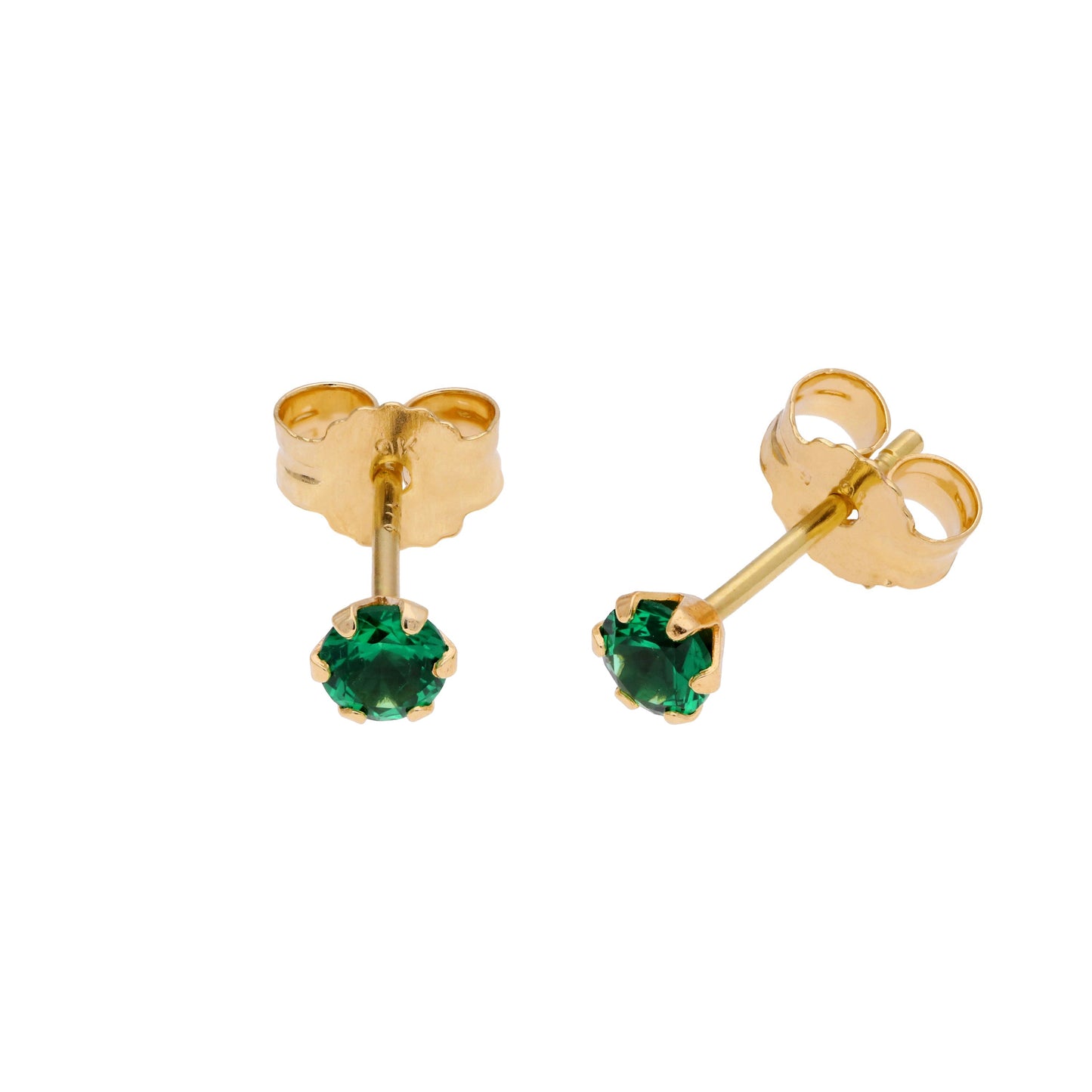 9ct Gold Birthstone CZ Round Claw Stud Earrings
