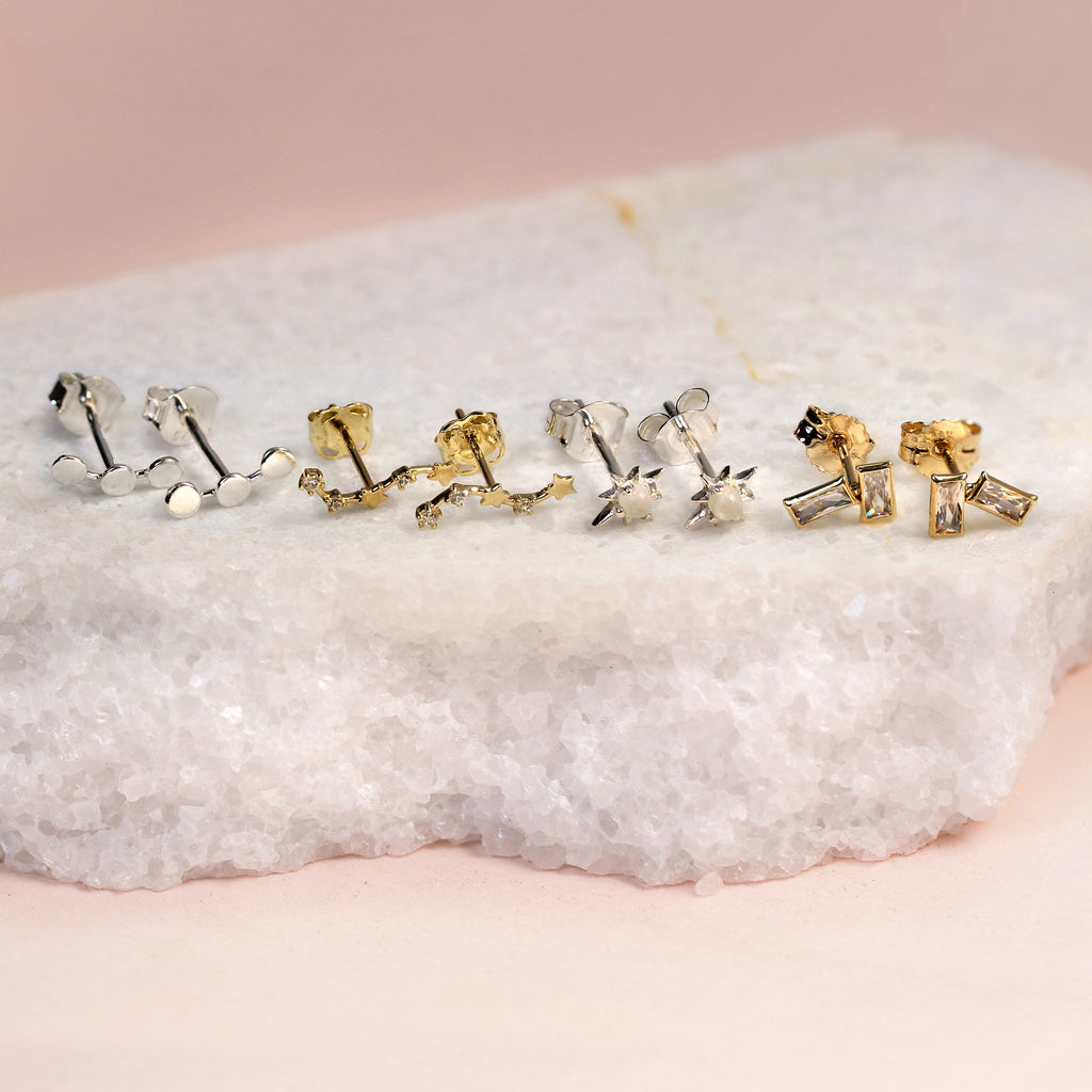 Sterling Silver Triple Disc Stud Earrings