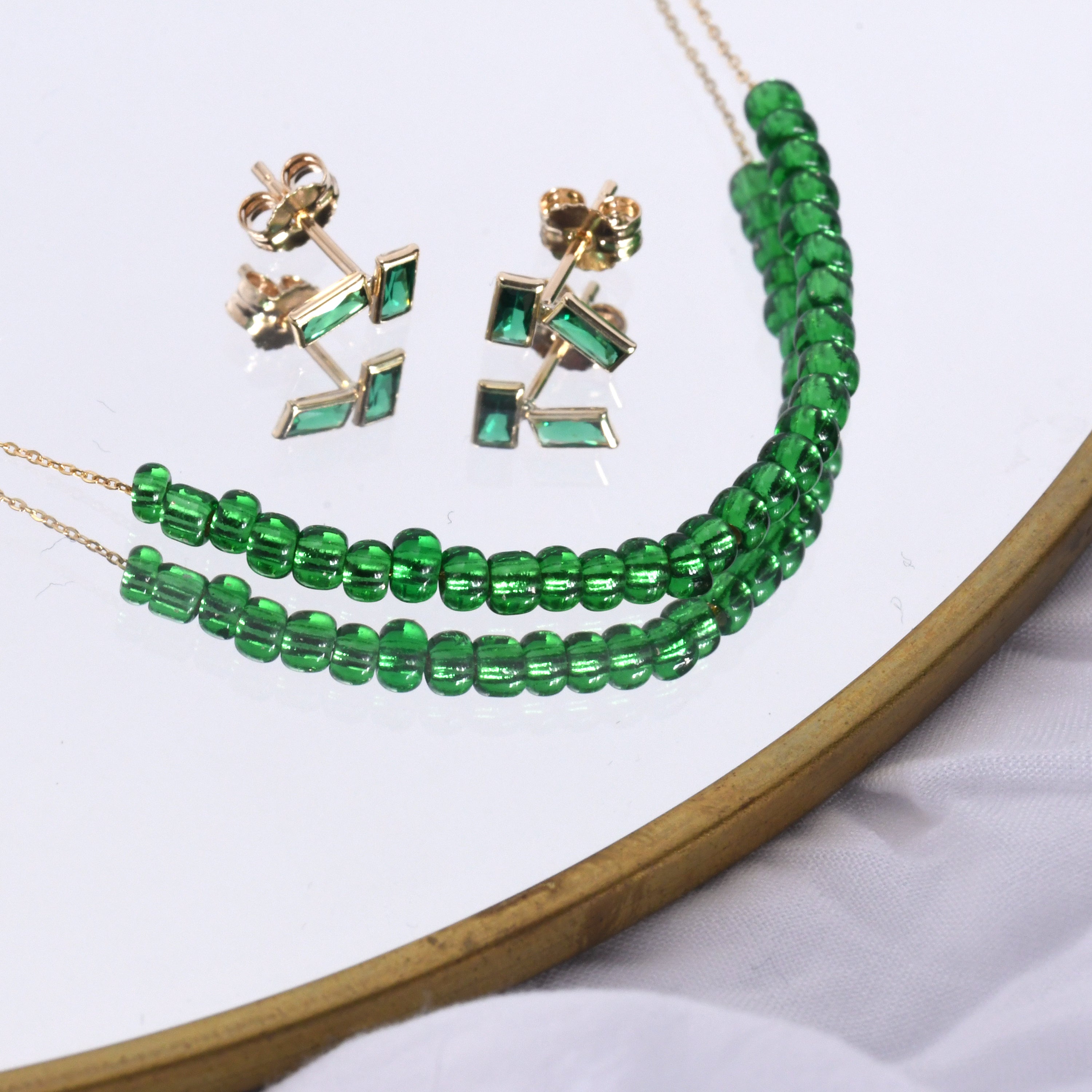 9ct Gold May Birthstone Emerald CZ Necklace