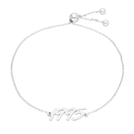 Bespoke Sterling Silver Signature Font Year Adjustable Bracelet - jewellerybox