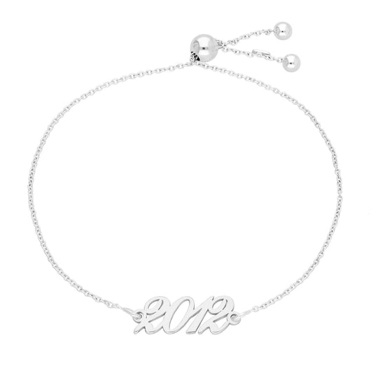 Bespoke Sterling Silver Script Font Year Adjustable Bracelet - jewellerybox