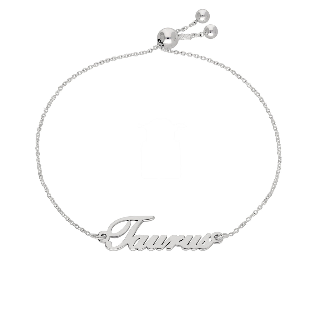 Sterling Silver Taurus Name Adjustable Bracelet