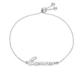 Sterling Silver Cancer Name Adjustable Bracelet