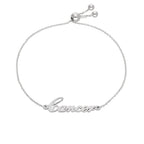 Sterling Silver Cancer Name Adjustable Bracelet