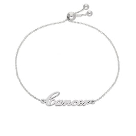 Sterling Silver Cancer Name Adjustable Bracelet