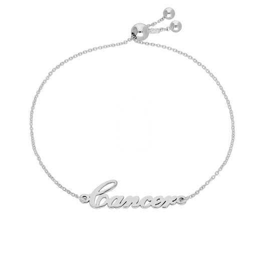 Sterling Silver Cancer Name Adjustable Bracelet