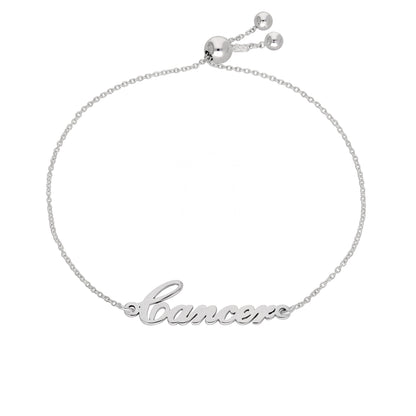 Sterling Silver Cancer Name Adjustable Bracelet