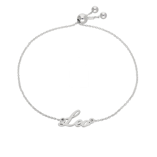 Sterling Silver Leo Name Adjustable Bracelet