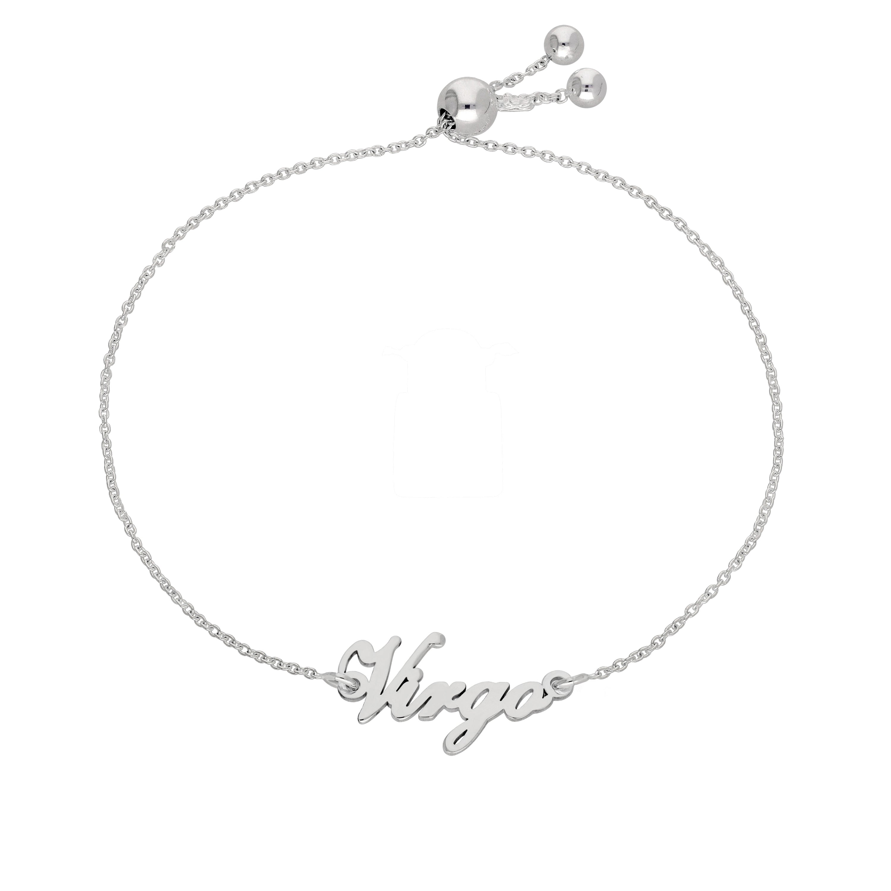 Sterling Silver Virgo Name Adjustable Bracelet