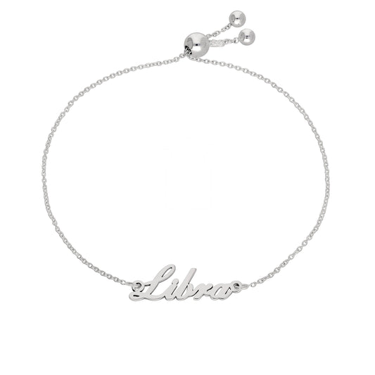 Sterling Silver Libra Name Adjustable Bracelet