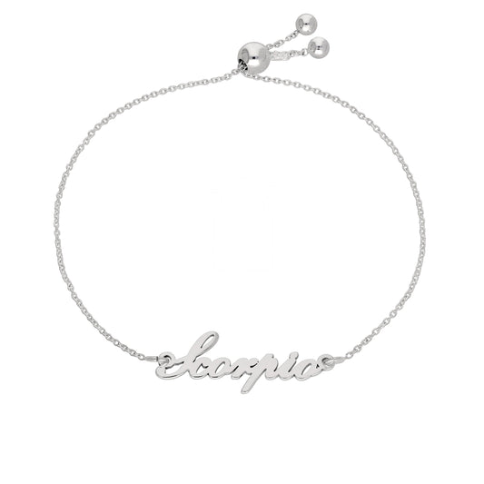Sterling Silver Scorpio Name Adjustable Bracelet