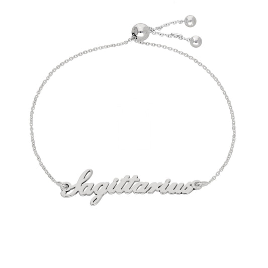 Sterling Silver Sagittarius Name Adjustable Bracelet