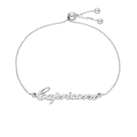 Sterling Silver Capricorn Name Adjustable Bracelet
