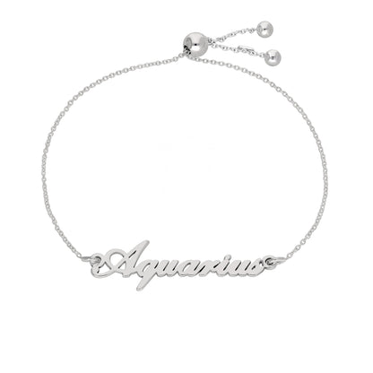Sterling Silver Aquarius Name Adjustable Bracelet