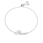 Sterling Silver Pisces Name Adjustable Bracelet