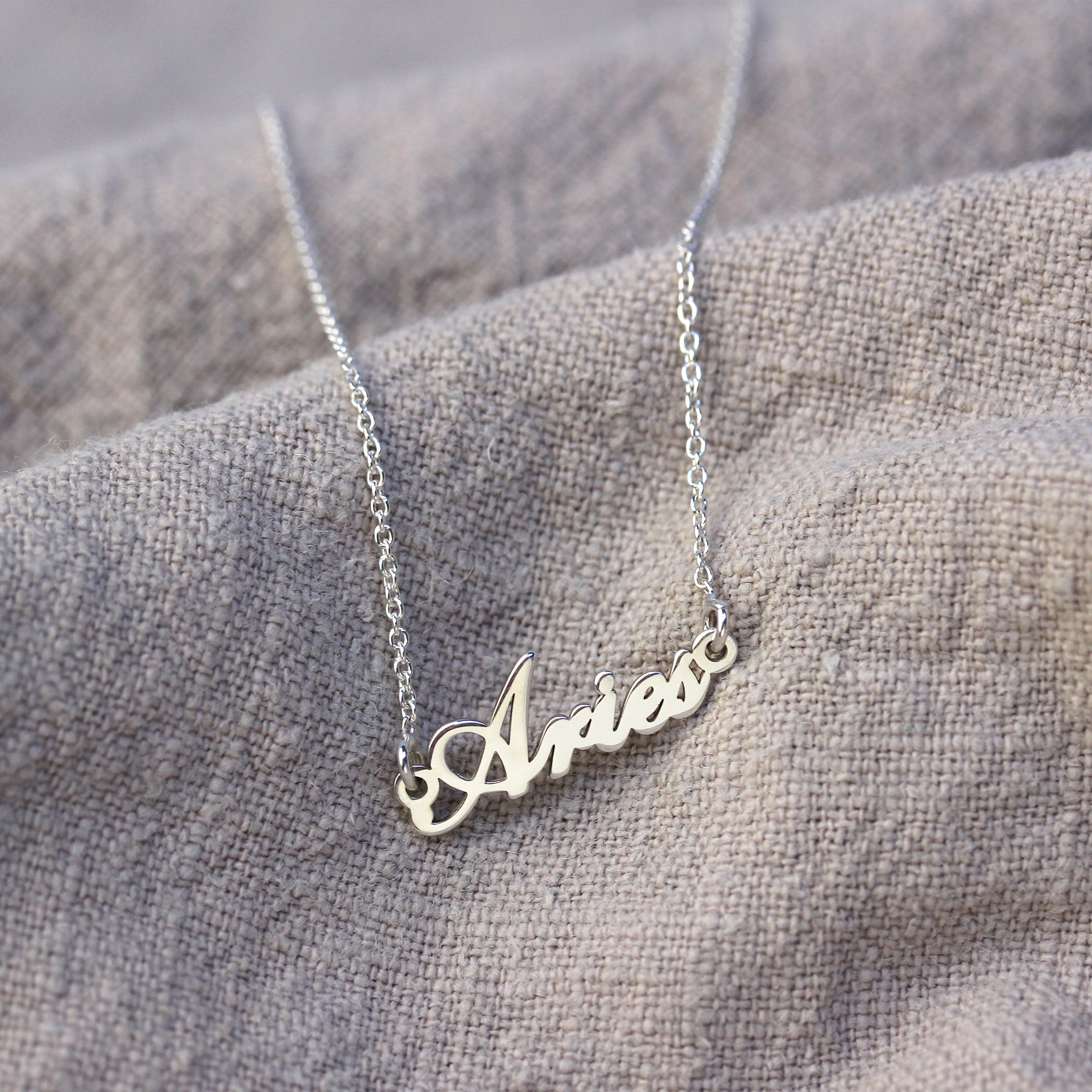Sterling Silver Aries Star Sign 17 Inch Necklace