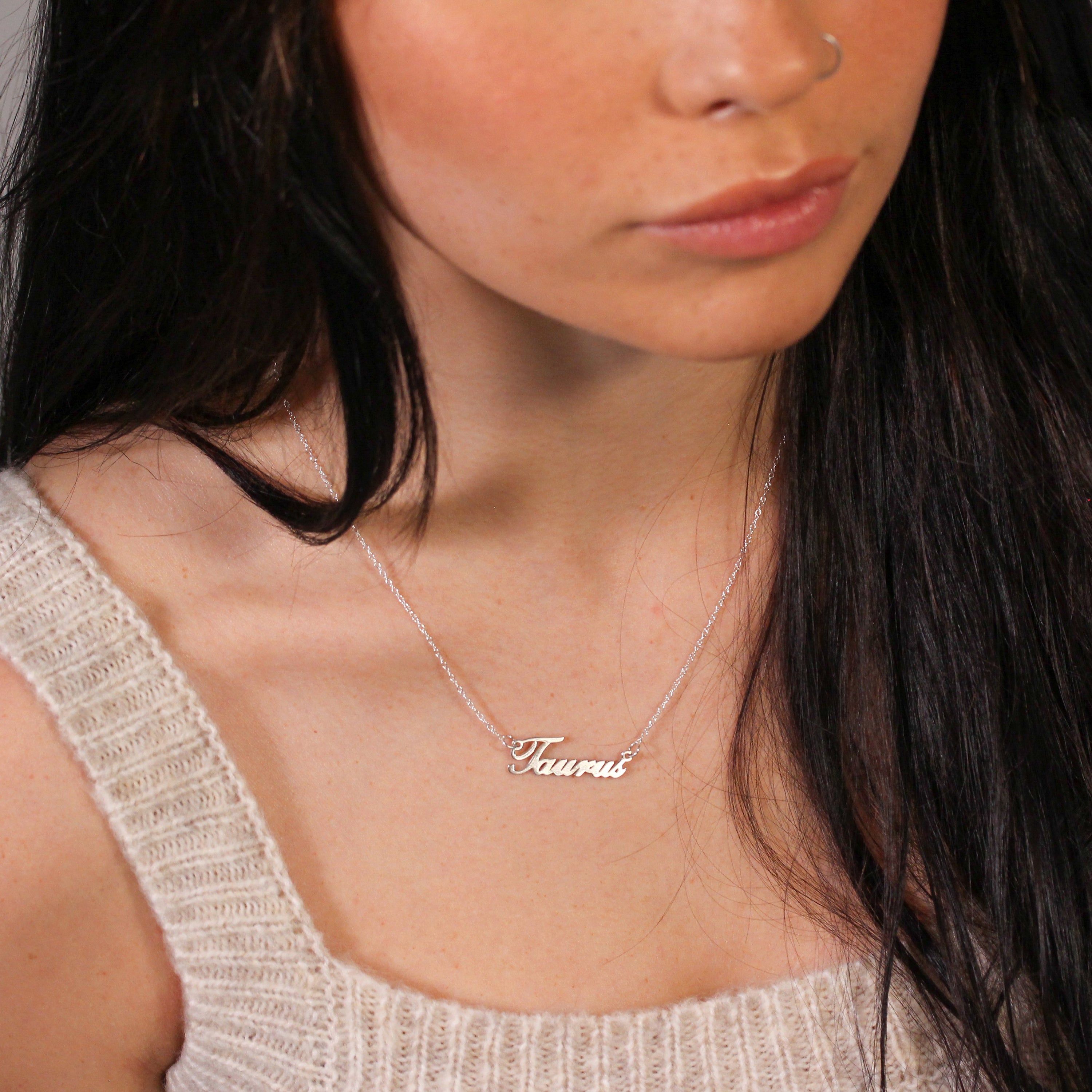 Sterling Silver Taurus Star Sign 17 Inch Necklace
