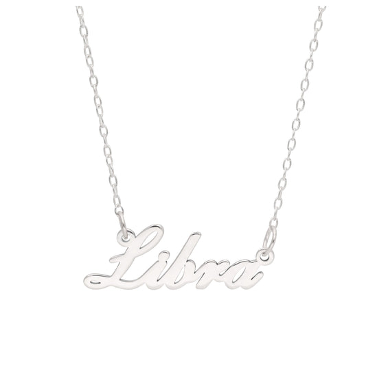 Sterling Silver Libra Star Sign 17 Inch Necklace