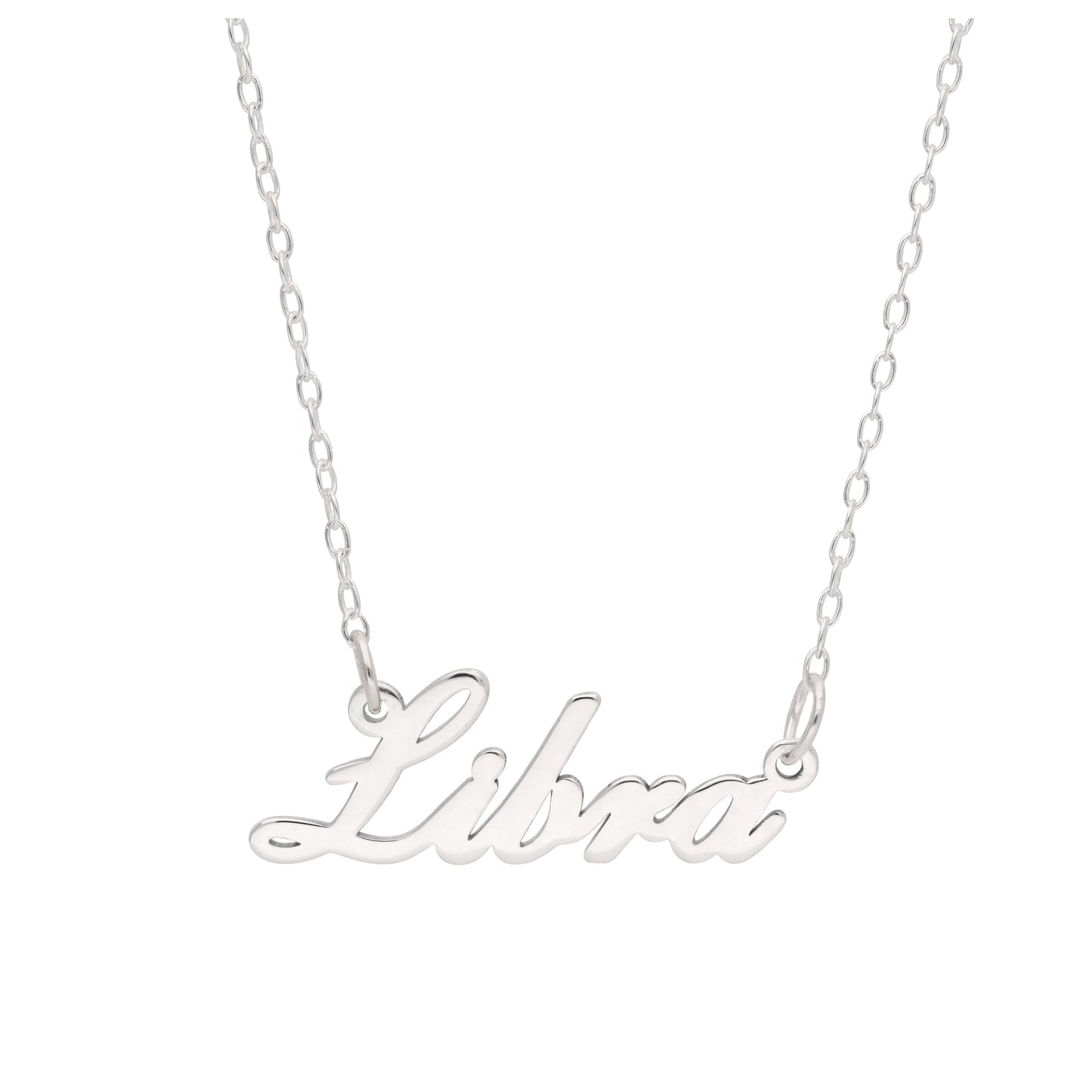 Sterling Silver Libra Star Sign 17 Inch Necklace