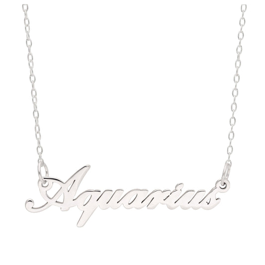 Sterling Silver Aquarius Star Sign 17 Inch Necklace