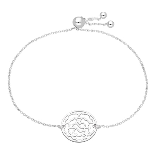 Bespoke Sterling Silver January Carnation Birth Flower Adjustable Bracelet - jewellerybox