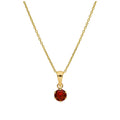 9ct Gold 5mm Round Claw Garnet CZ Necklace 16 - 20 Inches
