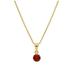 9ct Gold 5mm Round Claw Garnet CZ Necklace 16 - 20 Inches
