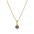 9ct Gold 5mm Round Claw Amethyst CZ Necklace 16 - 20 Inches