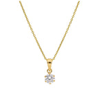9ct Gold 5mm Round Claw Clear CZ Necklace 16 - 20 Inches