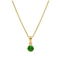 9ct Gold 5mm Round Claw Emerald CZ Necklace 16 - 20 Inches