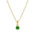 9ct Gold 5mm Round Claw Emerald CZ Necklace 16 - 20 Inches