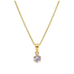 9ct Gold 5mm Round Claw Alexandrite CZ Necklace 16 - 20 Inches