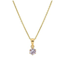 9ct Gold 5mm Round Claw Alexandrite CZ Necklace 16 - 20 Inches