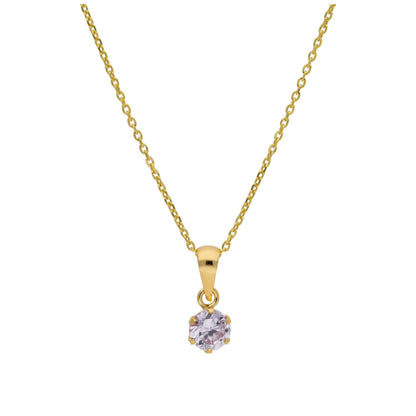 9ct Gold 5mm Round Claw Alexandrite CZ Necklace 16 - 20 Inches