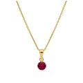 9ct Gold Round Claw Ruby CZ Necklace 16 - 20 Inches