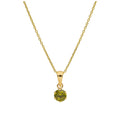 9ct Gold 5mm Round Claw Peridot CZ Necklace 16 - 20 Inches