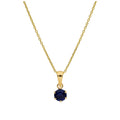 9ct Gold 5mm Round Claw Sapphire CZ Necklace 16 - 20 Inches