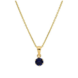 9ct Gold 5mm Round Claw Sapphire CZ Necklace 16 - 20 Inches