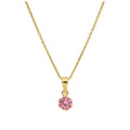 9ct Gold 5mm Round Claw Tourmaline CZ Necklace 16 - 20 Inches
