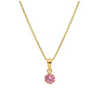 9ct Gold 5mm Round Claw Tourmaline CZ Necklace 16 - 20 Inches