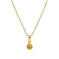 9ct Gold 5mm Round Claw Citrine CZ Necklace 16 - 20 Inches