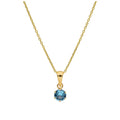 9ct Gold 5mm Round Claw Tanzanite CZ Necklace 16 - 20 Inches