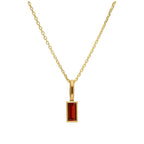 9ct Gold Baguette Garnet CZ Necklace 16 - 20 Inches