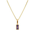 9ct Gold Baguette Amethyst CZ Necklace 16 - 20 Inches