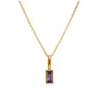 9ct Gold Baguette Amethyst CZ Necklace 16 - 20 Inches